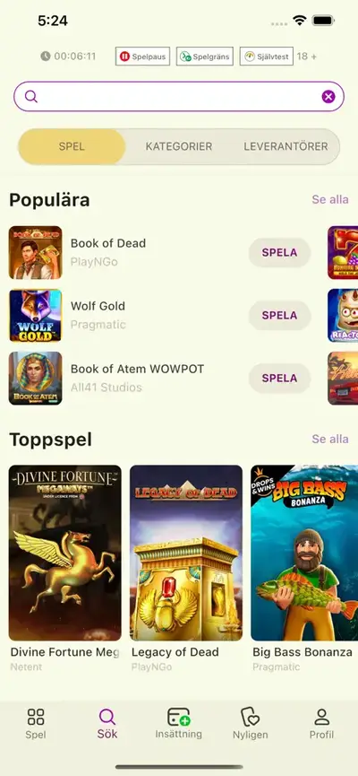 Slotsspel på Yoyo Casino.